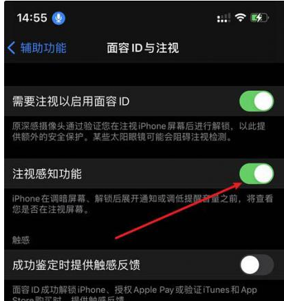 广丰苹果14维修网点分享iPhone14注视感知功能有什么用 